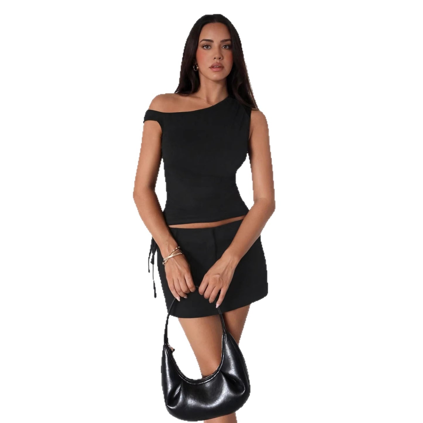 Elegant Off Shoulder Drawstring Blouse