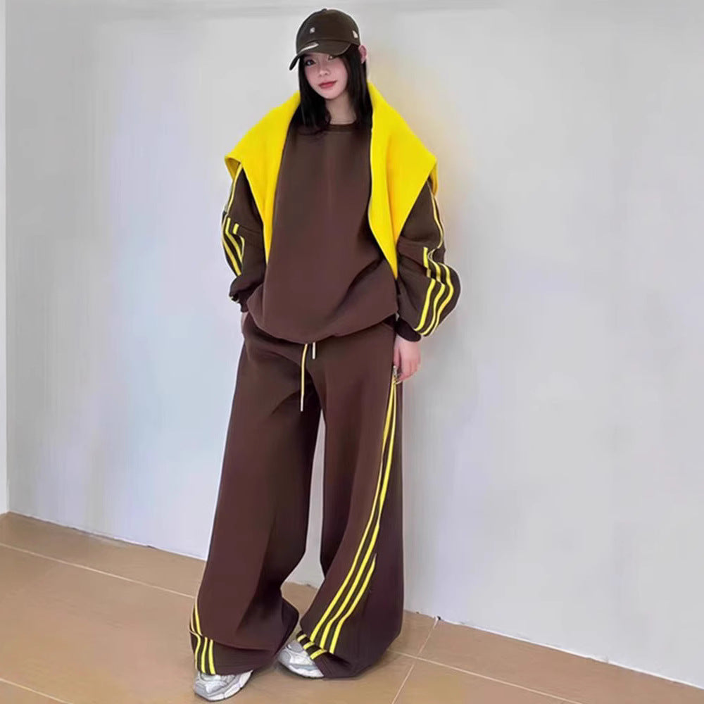 Womens Thickened AutumnWinter Hoodie And Casual Two-Piece Sports Set