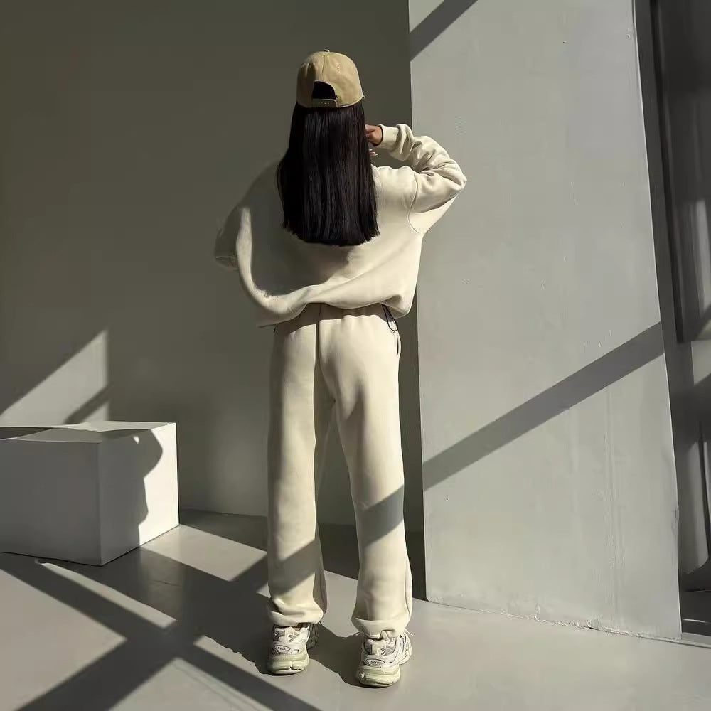 Fall Winter Jogging Women Two Piece Set Female Zipper Coat Casual Pants Tracksuit Autumn Jacket Fashion Contrast Sport Wear Set