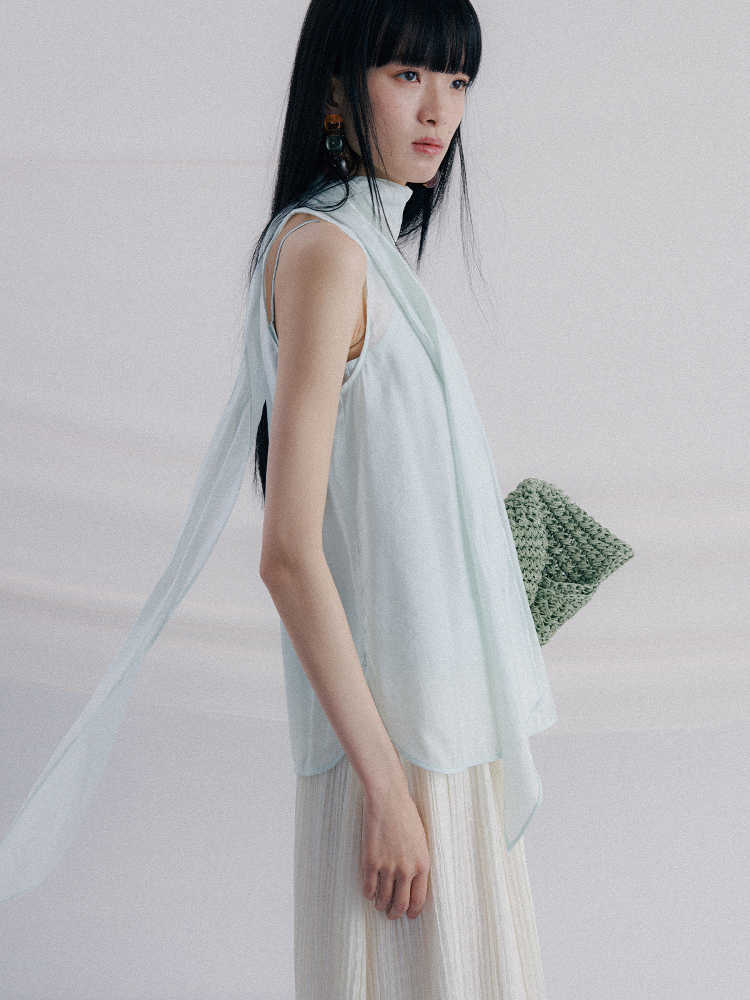 Women's Sleeveless Ribbon Fashion Shirt