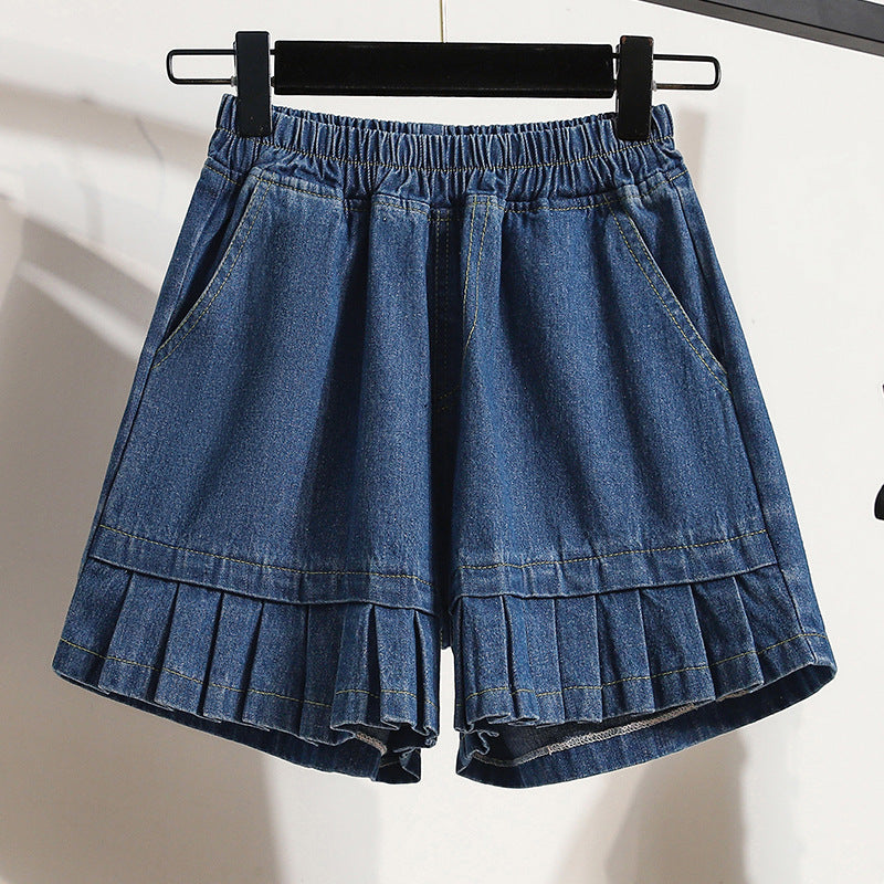 All-matching Casual Wide-leg Half Pants Female Plus Size