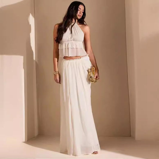 Women's Summer Comfort And Casual Backless Set Long Dress