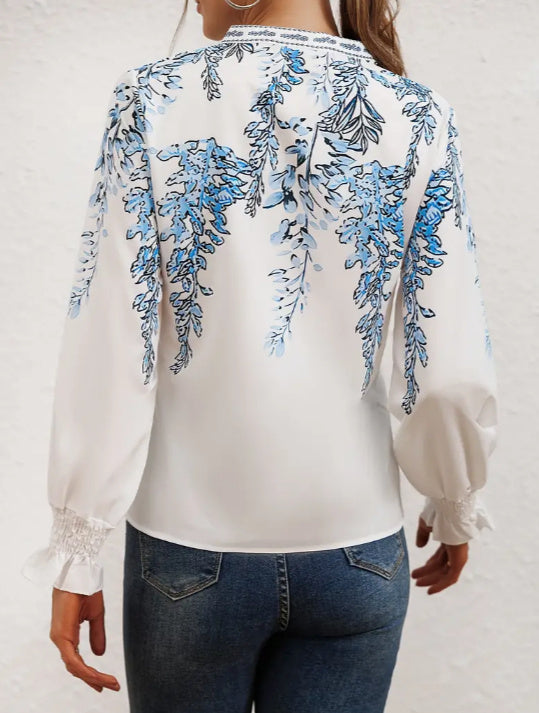 Floral Printed Ruffled Sleeve Shirt