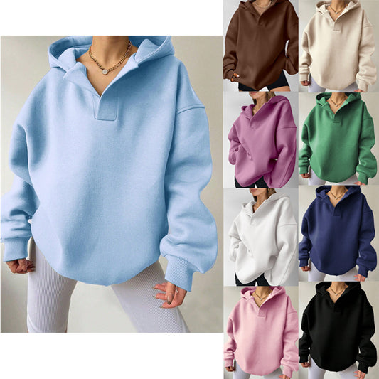 Women's Solid Color Hoodies Long Sleeve Hooded, Loose style Sweater
