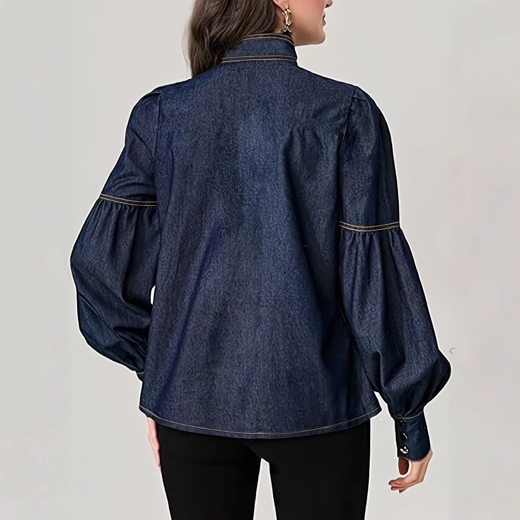 Women's Fashion Bowknot Design Turtleneck Shirt