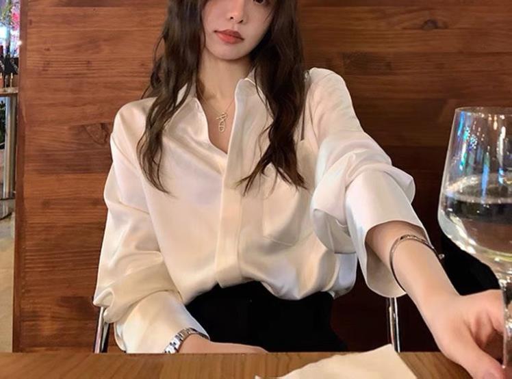 Women's Summer Design Sense Niche Acetate Satin Salt Shirt