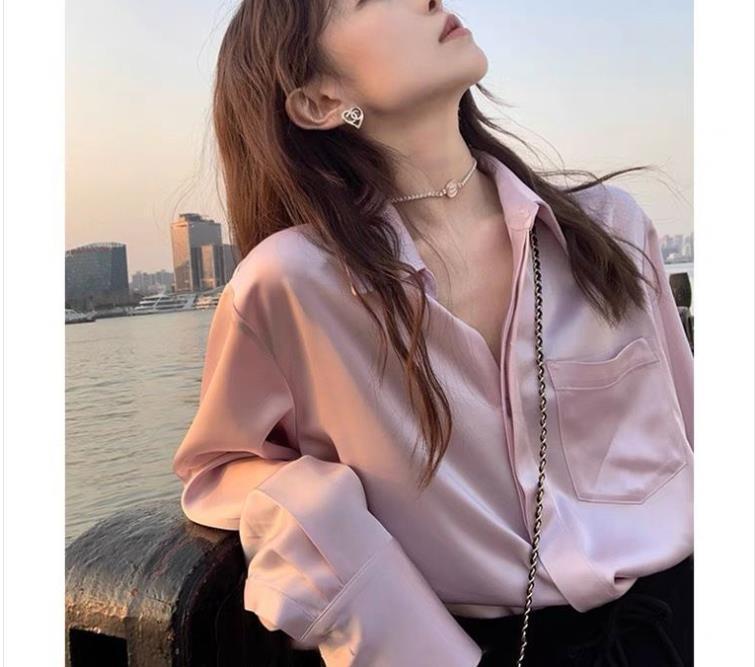 Women's Summer Design Sense Niche Acetate Satin Salt Shirt