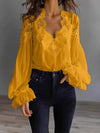 White Lace V-Neck Blouse