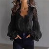 White Lace V-Neck Blouse