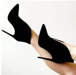 Pointed V-Neck Stretch Ankle Boots
