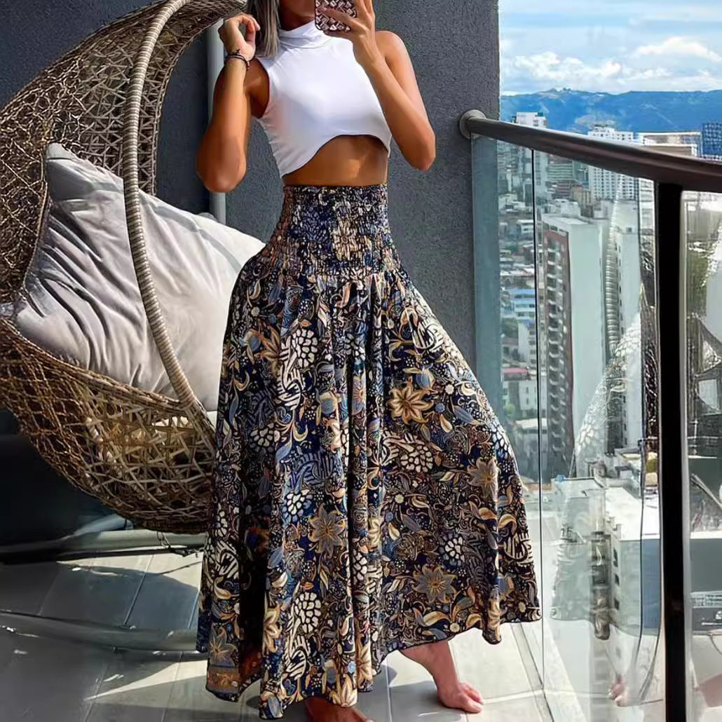 Women's High Waist Print Loose All-match Dress