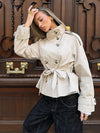 Solid Lace Up Trench Jacket