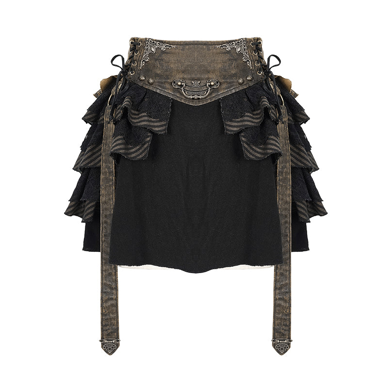 Steampunk Women's Vintage Skirts With Bronzed Waists