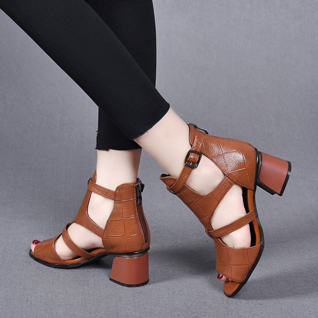 Women's Sandals Peep Toe Hollow-out One-word Wedge