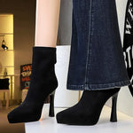 Pointed Toe Stiletto Platform Ankle Boots
