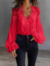 White Lace V-Neck Blouse