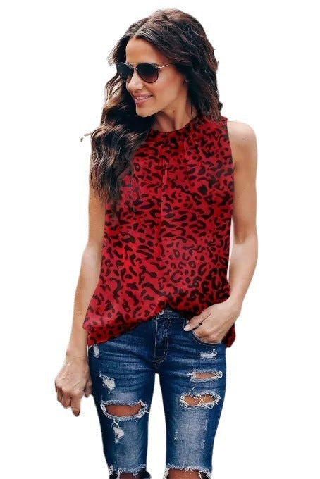 New Leopard Print Round Neck Pullover