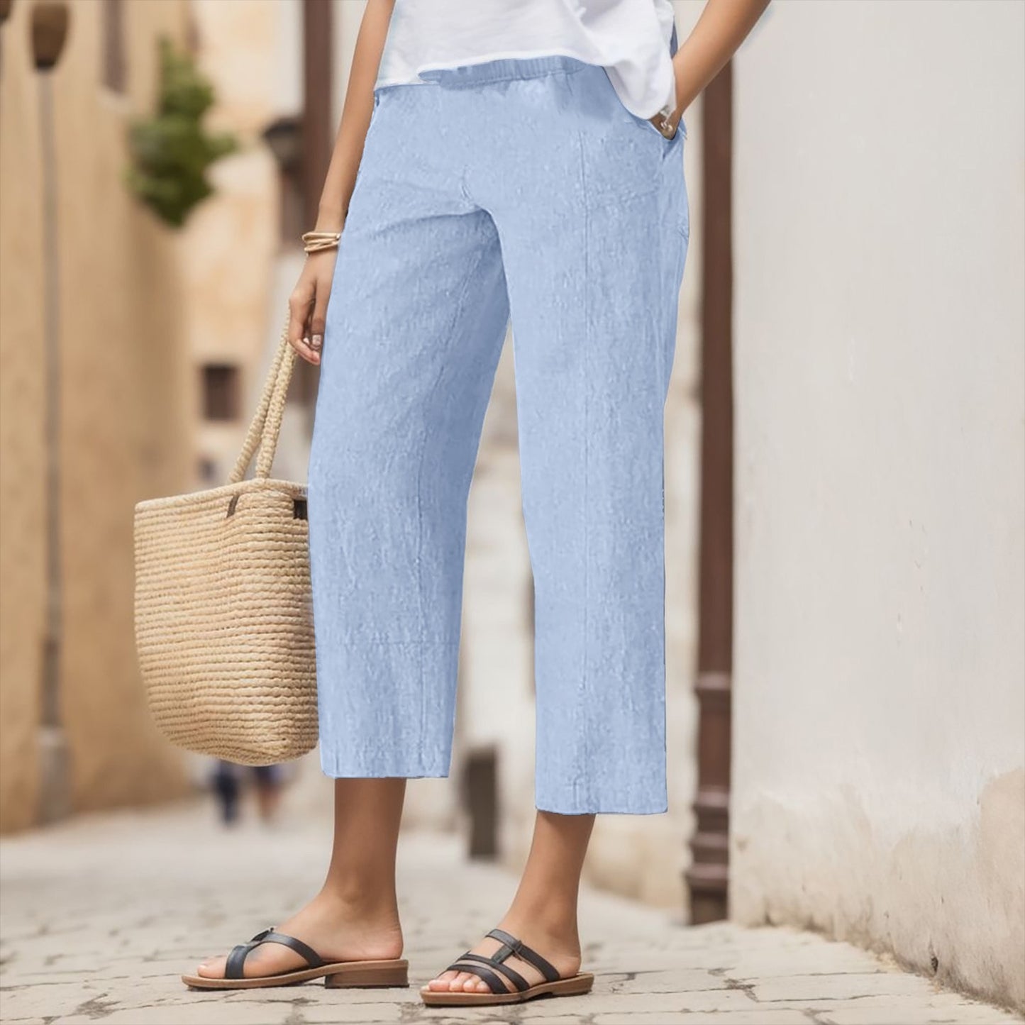 Solid Color High Waist Harem Casual Pants