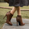 Split Leather Pointed Toe Ankle Boots