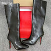 Leather Stiletto Stretch Boots