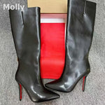 Leather Stiletto Stretch Boots