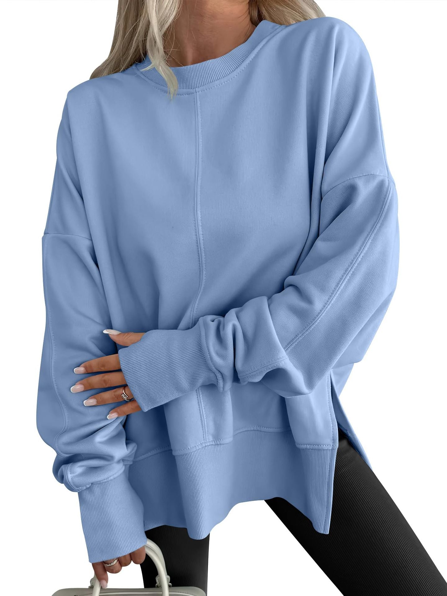 Fashion Casual Round Neck Pullover Loose Sports Long-sleeved Sweater