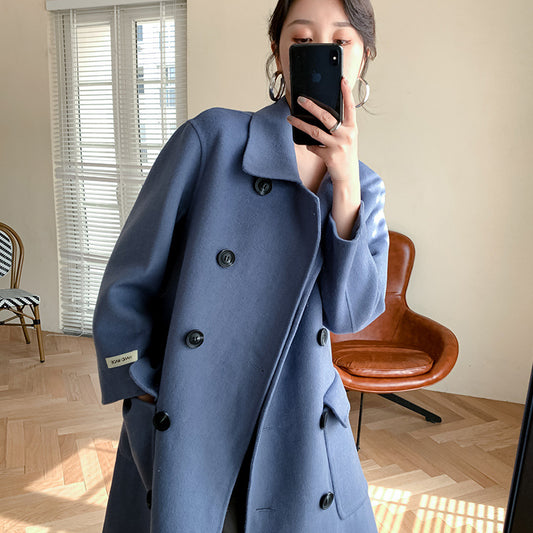 Cashmere coat women's long wool coat