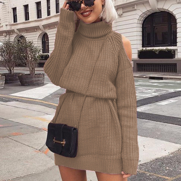 Off-the-shoulder sweater dress