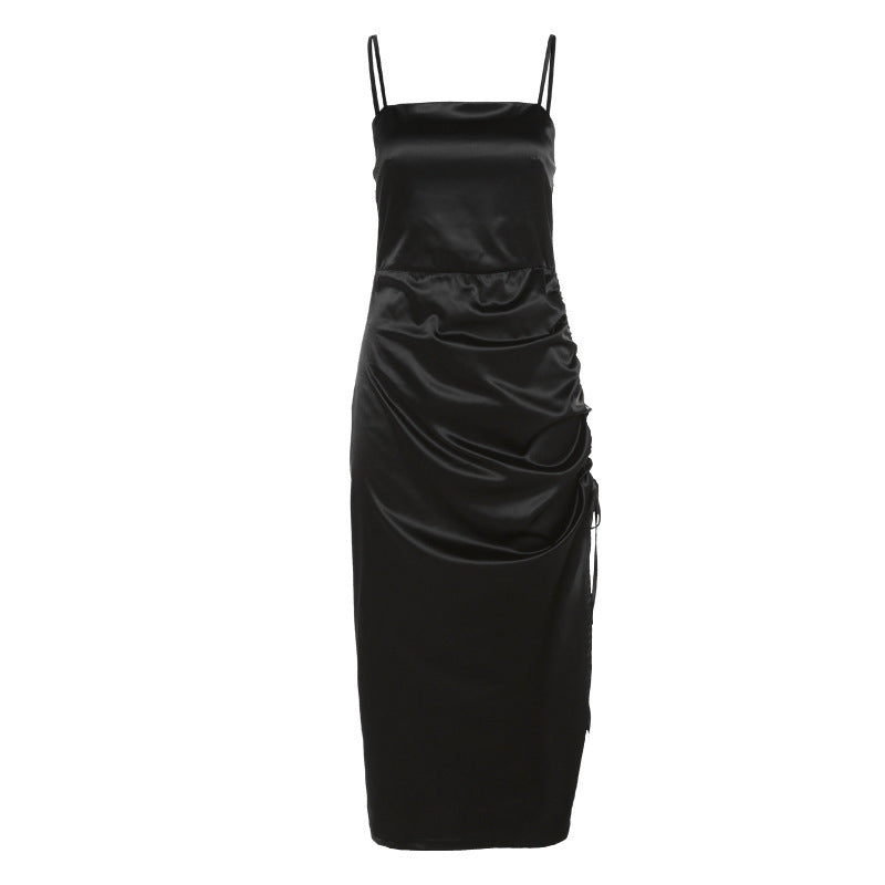 Women's Clothing Fashion Suspenders Off-shoulder Slit Slim-fitting Hip Dress