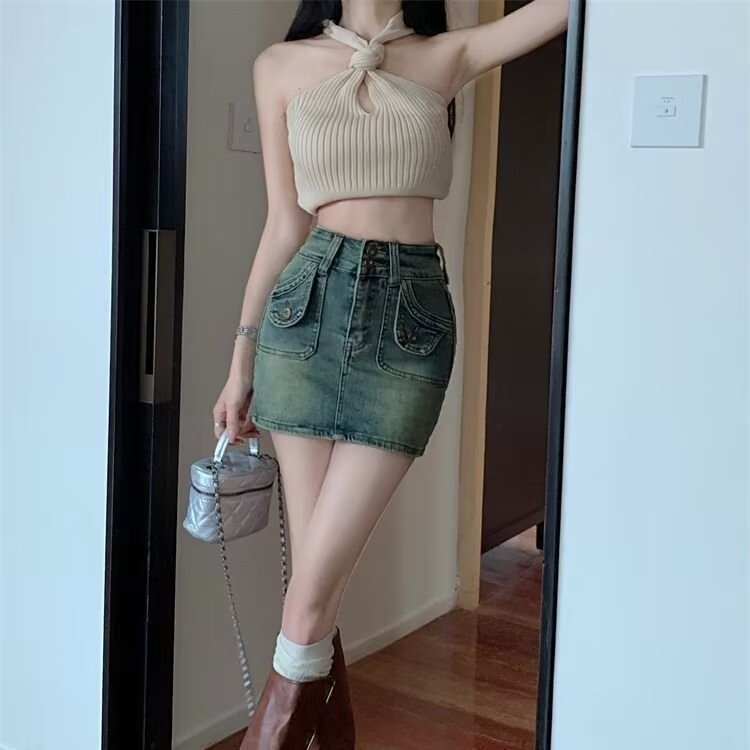 Stylish Minimalist Slim Dit Short Jeans For Women