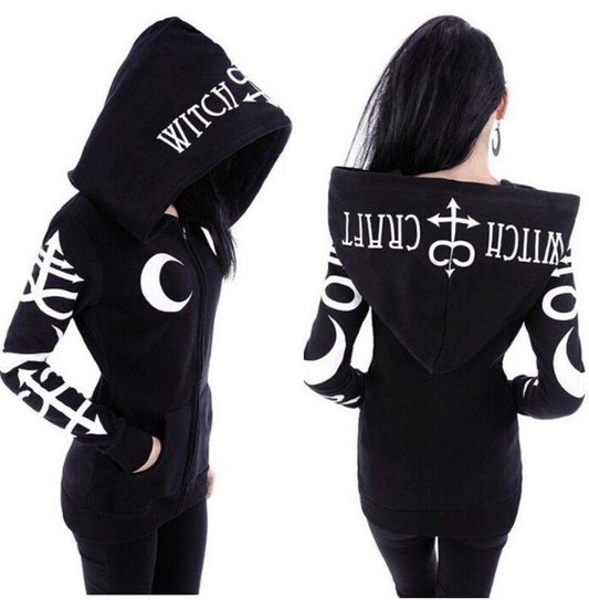 Explosive Punk Big Hat Moon Letter Print Long Sleeve Sweatshirt