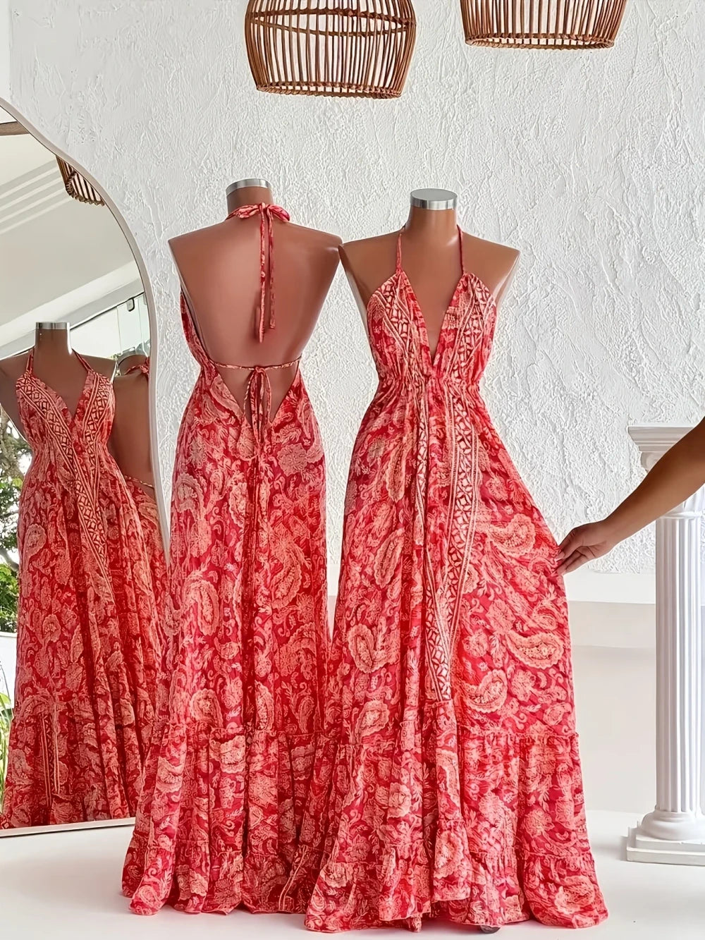 Floral Print Fringed Camisole Dress