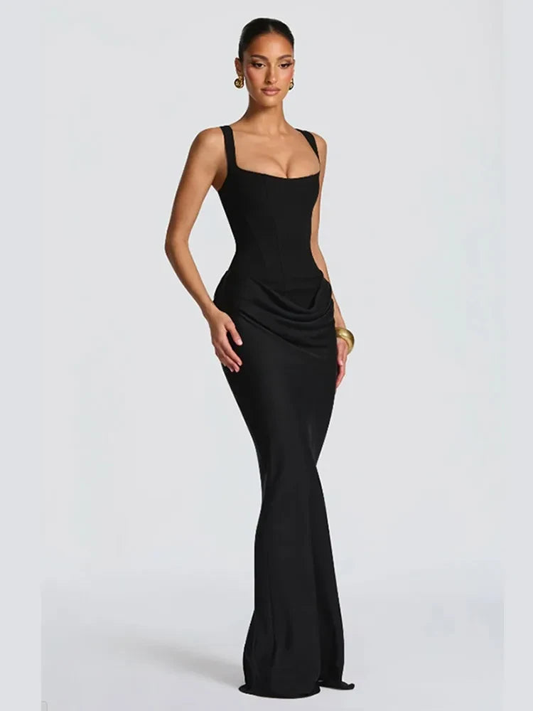 Off-Shoulder Pleated Evening Gown