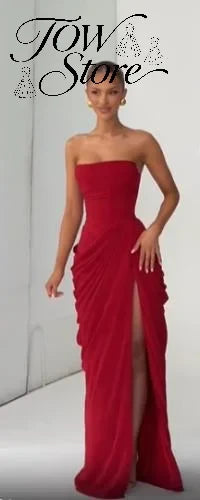 Off-Shoulder Pleated Evening Gown