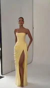 Off-Shoulder Pleated Evening Gown