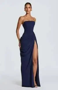 Off-Shoulder Pleated Evening Gown