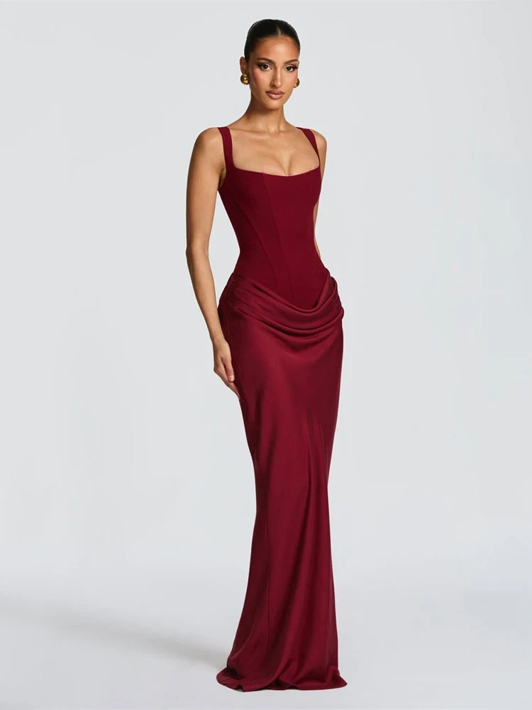 Off-Shoulder Pleated Evening Gown