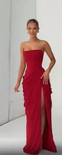 Off-Shoulder Pleated Evening Gown
