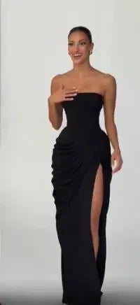 Off-Shoulder Pleated Evening Gown