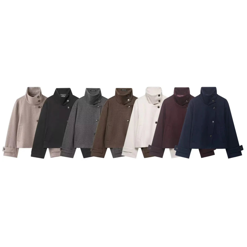 Stand Collar Woolen Jacket