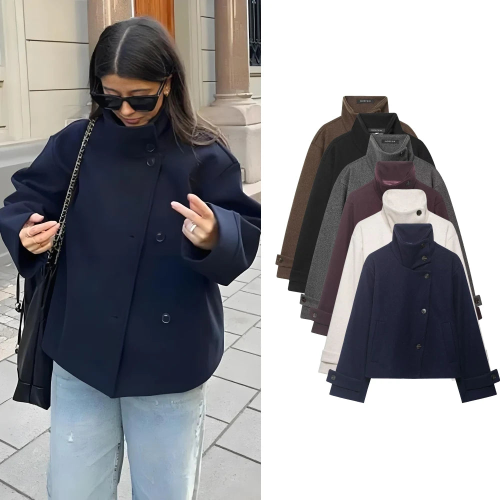 Stand Collar Woolen Jacket