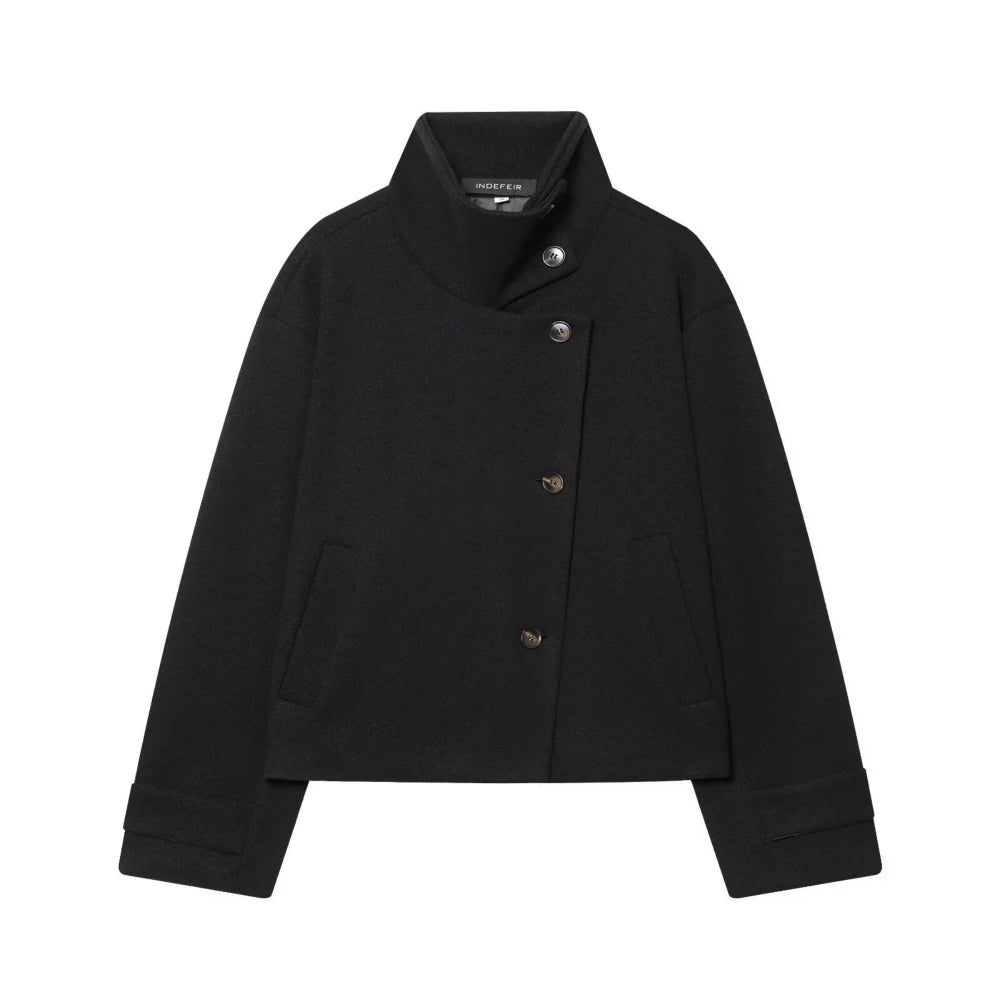 Stand Collar Woolen Jacket