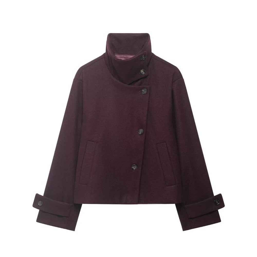 Stand Collar Woolen Jacket