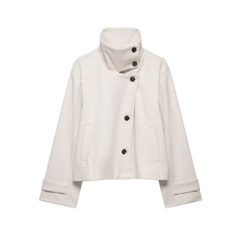 Stand Collar Woolen Jacket
