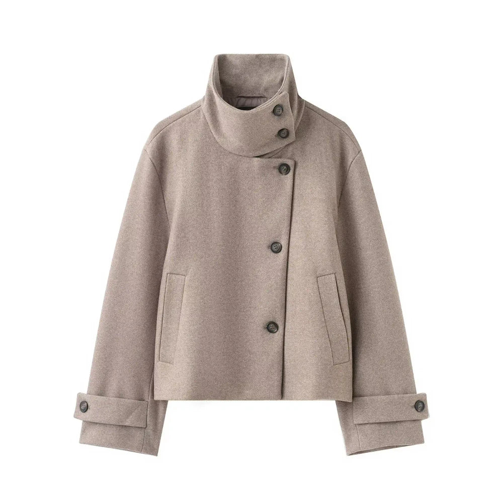 Stand Collar Woolen Jacket