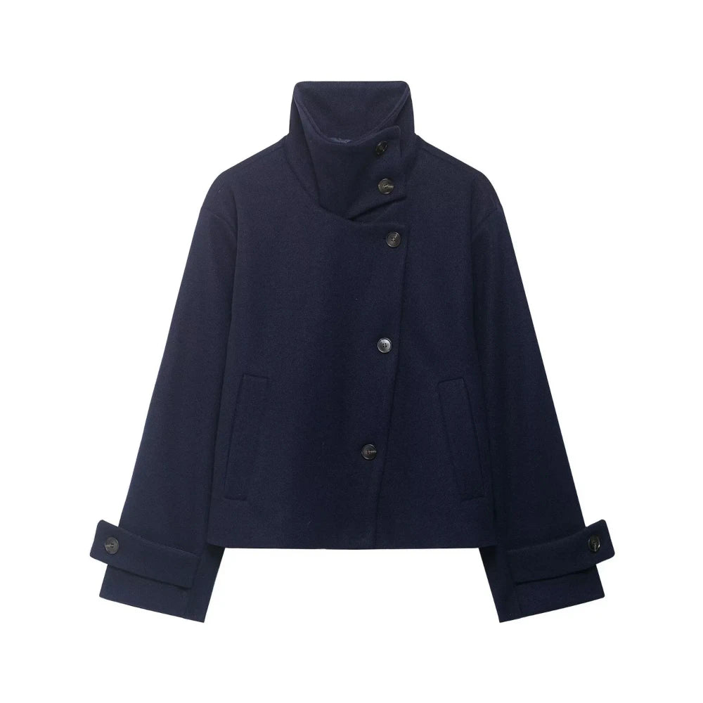 Stand Collar Woolen Jacket