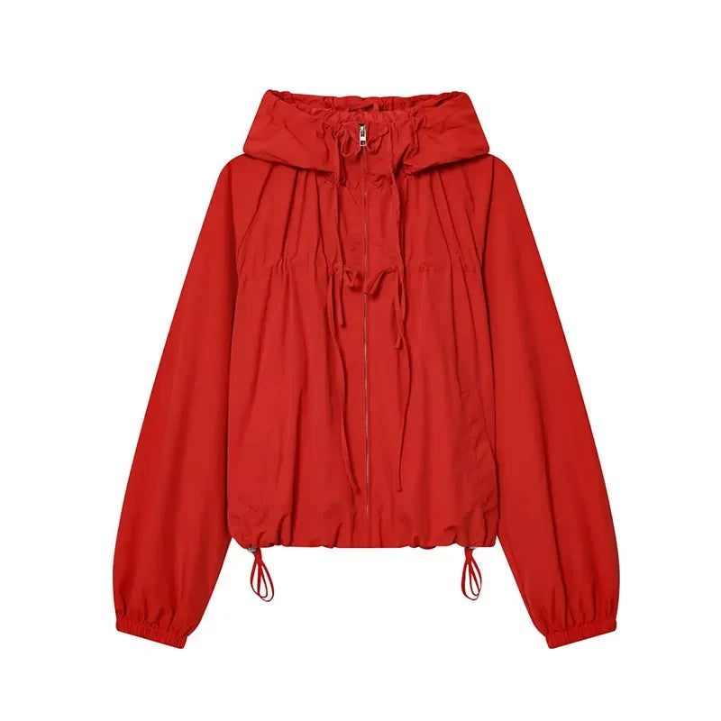 Casual Hooded Red Jacket