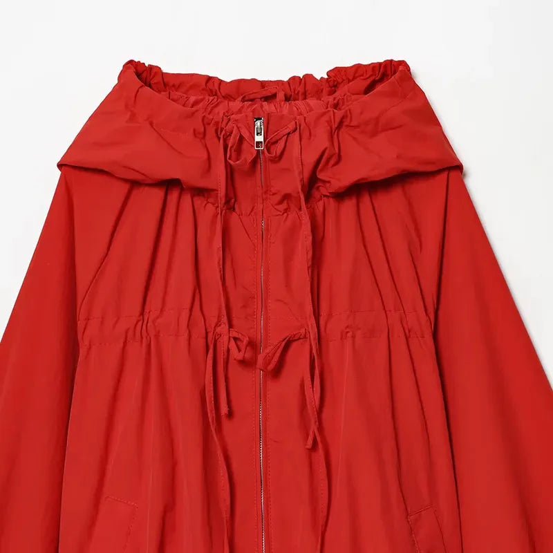 Casual Hooded Red Jacket
