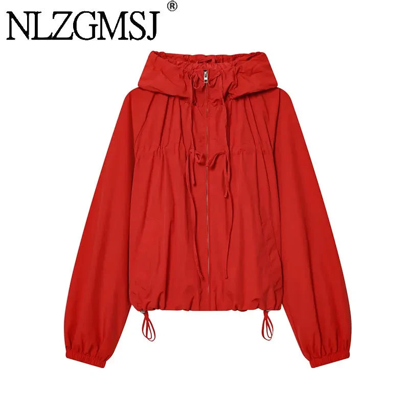 Casual Hooded Red Jacket