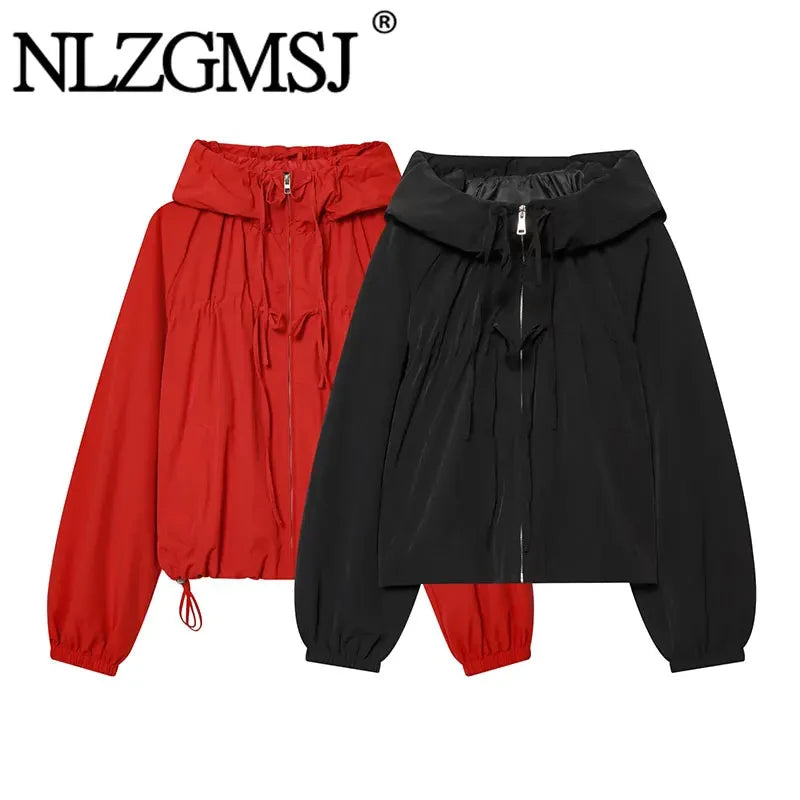 Casual Hooded Red Jacket